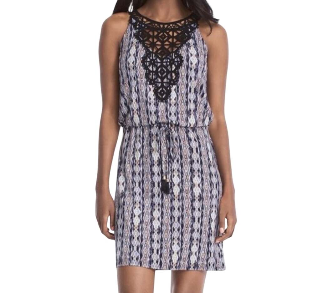 NWOT White House Black Market Size L Sleeveless Crochet Neckline Dress - Picture 4 of 9